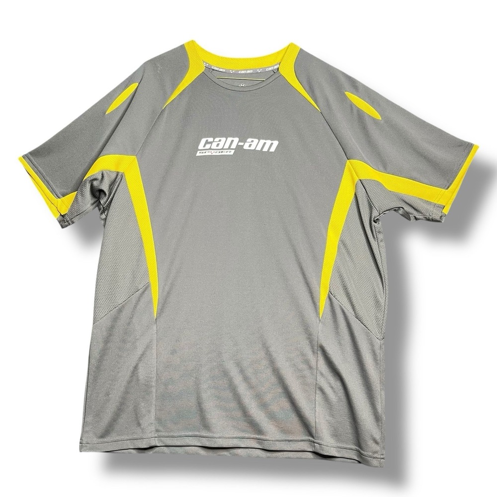Canam Spyder Men's Large Short Sleeve Shirt Grey Yellow Can-am Promotional 2015